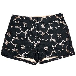 Express Black Lace Shorts Tan Lining High Waist Side Zipper Closure Size 6